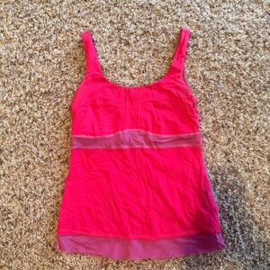 Lululemon Pink and Fuchsia Mesh Detail Tank Top